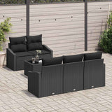 Garden Sofa Set with Cushion Manual 6 pcs Black 55 x 55 x 37 cm - Side View