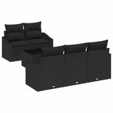 Garden Sofa Set with Cushion Manual 6 pcs Black 55 x 55 x 37 cm - Front View