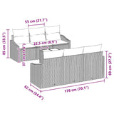 Garden Sofa Set with Cushion Manual 7 pcs Grey 55 x 55 x 37 cm - Low Angle