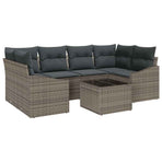 Sofa Set 7 pcs Grey 55 x 55 x 37 cm Poly Rattan
