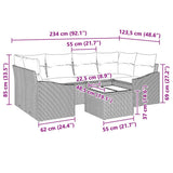 Sofa Set with Cushion with Pillow 7 pcs Black Poly Rattan