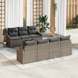 Sofa Set with Cushion with Pillow 8 pcs Grey Poly Rattan