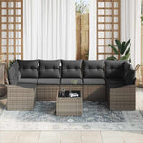 Sofa Set with Cushion Manual Grey 55 x 55 x 37 cm Poly Rattan