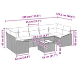Sofa Set with Cushion Manual Grey 55 x 55 x 37 cm Poly Rattan