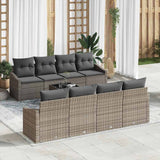 Sofa Set with Cushion Manual with Pillow 9 pcs Grey Poly Rattan