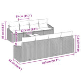 Garden Sofa Set with Cushion Manual 9 pcs Black 55 x 55 x 37 cm - Low Angle