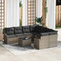 Sofa Set 9 pcs Grey Poly Rattan