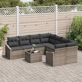 Sofa Set with Cushion Manual with Pillow 9 pcs Grey Poly Rattan