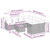 Garden Sofa Set with Cushion Manual 9 pcs Grey 55 x 55 x 37 cm - Extra Image