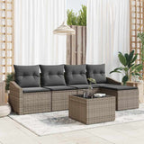 Sofa Set with Cushion 6 pcs Grey Poly Rattan