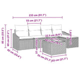 Sofa Set with Cushion 6 pcs Grey Poly Rattan - Extra Image