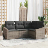 Sofa Set 4 pcs Grey Poly Rattan
