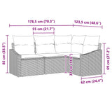 Sofa Set with Cushion 4 pcs Black Poly Rattan - Low Angle