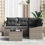Sofa Set 5 pcs Grey Poly Rattan