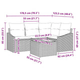 Sofa Set with Cushion 5 pcs Grey Poly Rattan - Extra Image