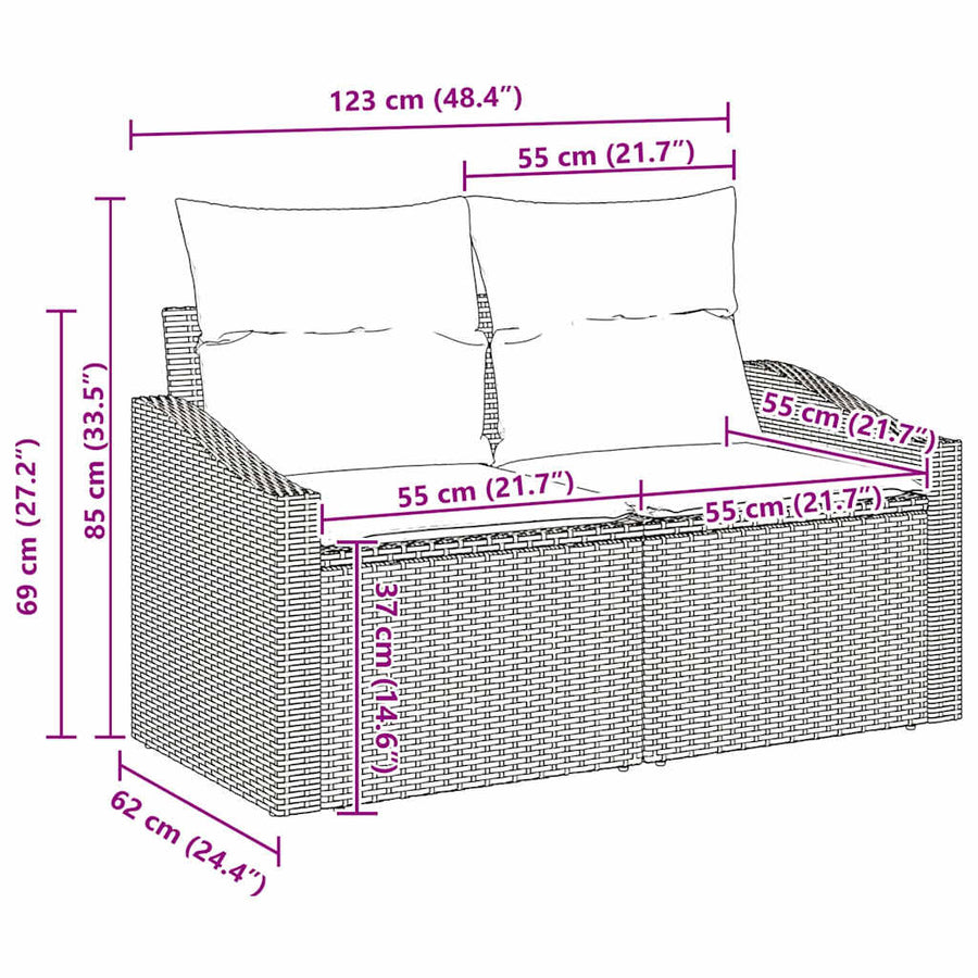 Sofa Set 5 pcs Grey Poly Rattan