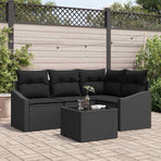 Sofa Set 5 pcs Black Poly Rattan