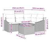Sofa Set with Cushion 5 pcs Black Poly Rattan