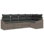 Sofa Set 5 pcs Grey Poly Rattan