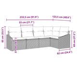 Sofa Set with Cushion 5 pcs Grey Poly Rattan - Low Angle