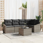 Sofa Set 6 pcs Grey Poly Rattan