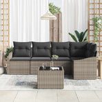 Sofa Set 6 pcs Grey Poly Rattan