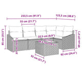 Sofa Set with Cushion 6 pcs Black Poly Rattan