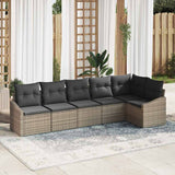 Sofa Set with Cushion 6 pcs Grey Poly Rattan