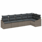 Sofa Set 6 pcs Grey Poly Rattan