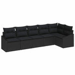 Sofa Set 6 pcs Black Poly Rattan