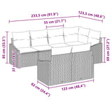 Sofa Set with Cushion 7 pcs Grey Poly Rattan