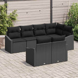 Sofa Set with Cushion 7 pcs Black Poly Rattan - Side View