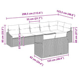 Sofa Set with Cushion 8 pcs Grey Poly Rattan - Low Angle