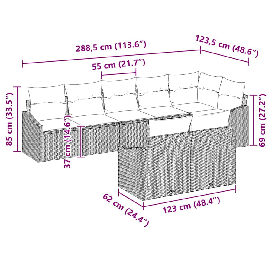 Sofa Set 8 pcs Black Poly Rattan