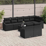 Sofa Set with Cushion 9 pcs Black Poly Rattan - Side View
