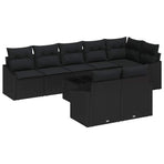 Sofa Set 9 pcs Black Poly Rattan