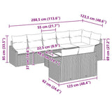 Sofa Set with Cushion 9 pcs Black Poly Rattan