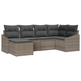 Sofa Set with Cushion 6 pcs Grey Poly Rattan