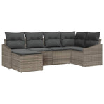 Sofa Set 6 pcs Grey Poly Rattan