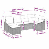 Sofa Set with Cushion 6 pcs Grey Poly Rattan