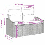 Sofa Set with Cushion 6 pcs Grey Poly Rattan - Extra Image