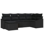 Sofa Set 6 pcs Black Poly Rattan