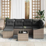 Garden Sofa Set 7 pcs Grey Poly rattan - Side View