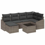 Garden Sofa Set 7 pcs Grey Poly rattan - Front View