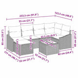 Sofa Set with Cushion 7 pcs Black Poly Rattan