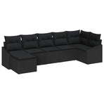 Sofa Set 7 pcs Black Poly Rattan