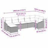 Sofa Set with Cushion 7 pcs Black Poly Rattan - Extra Image