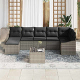 Sofa Set with Cushion 8 pcs Grey Poly Rattan - Side View