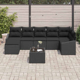 Sofa Set with Cushion 8 pcs Black Poly Rattan