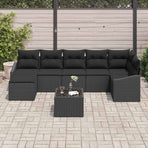 Sofa Set 8 pcs Black Poly Rattan
